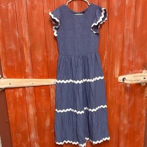 Jessica Navy Blue Maxi Dress with White Accents